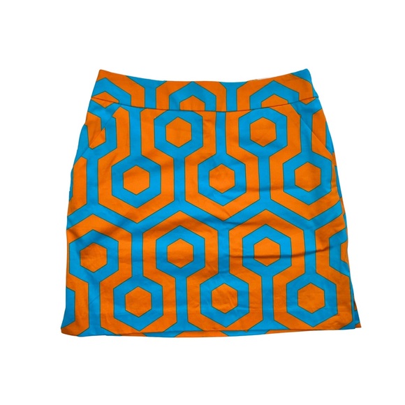LoudMouth Ladies Orange & Turquoise Geometric Print South Beach Golf Skort